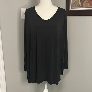 Eileen Fisher Black V-Neck Tunic 100% Silk Top Blouse Shirt Womens size 2X Plus